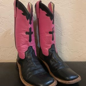 Old West Leather Pink Cross Western Cowboy Boots